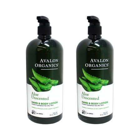 Avalon Organics Hand & Body Lotion for Dry Skin Aloe Unscented, 32 OZ - 2 Pack