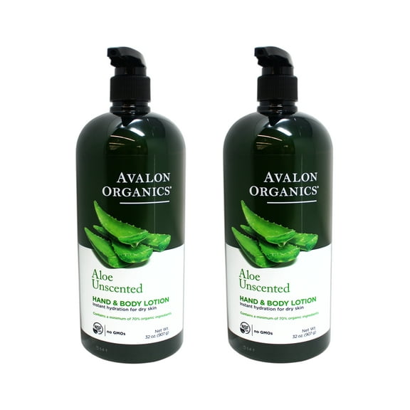 Avalon Organics Hand & Body Lotion for Dry Skin Aloe Unscented, 32 OZ - 2 Pack