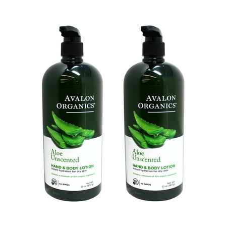 Avalon Organics Hand & Body Lotion for Dry Skin Aloe Unscented, 32 OZ - 2 Pack