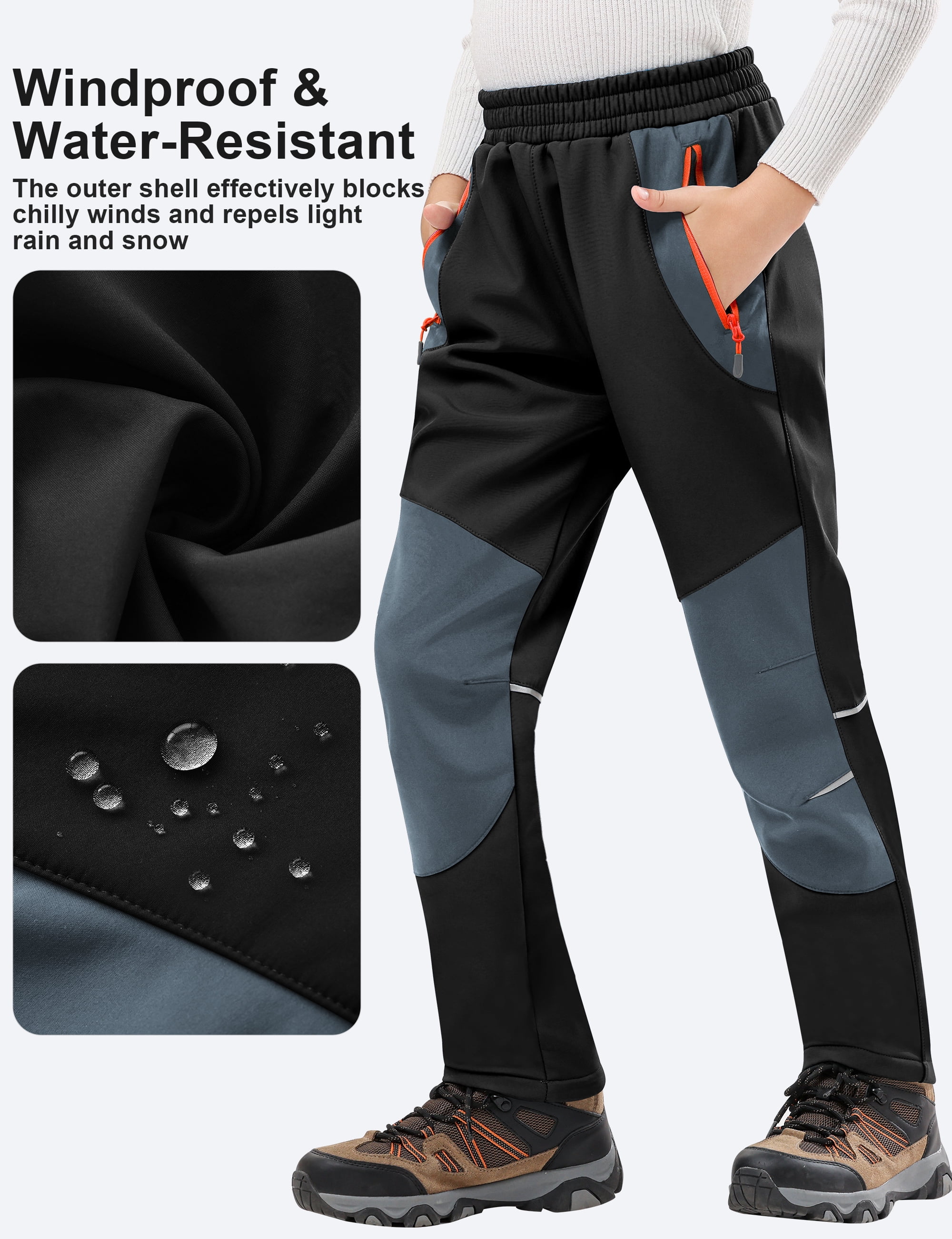 Lavenicole Kids Boys Girls Youth Waterproof Hiking Ski Snow Pants Elastic Waist Warm Insulated Pants