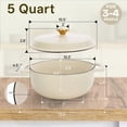 thumbnail image 2 of Alvantor 5QT Enameled Cast Iron Dutch Oven with Lid, Round Braising Pot, Oven Safe 500°F, Induction Compatible, Ceramic White, 2 of 7