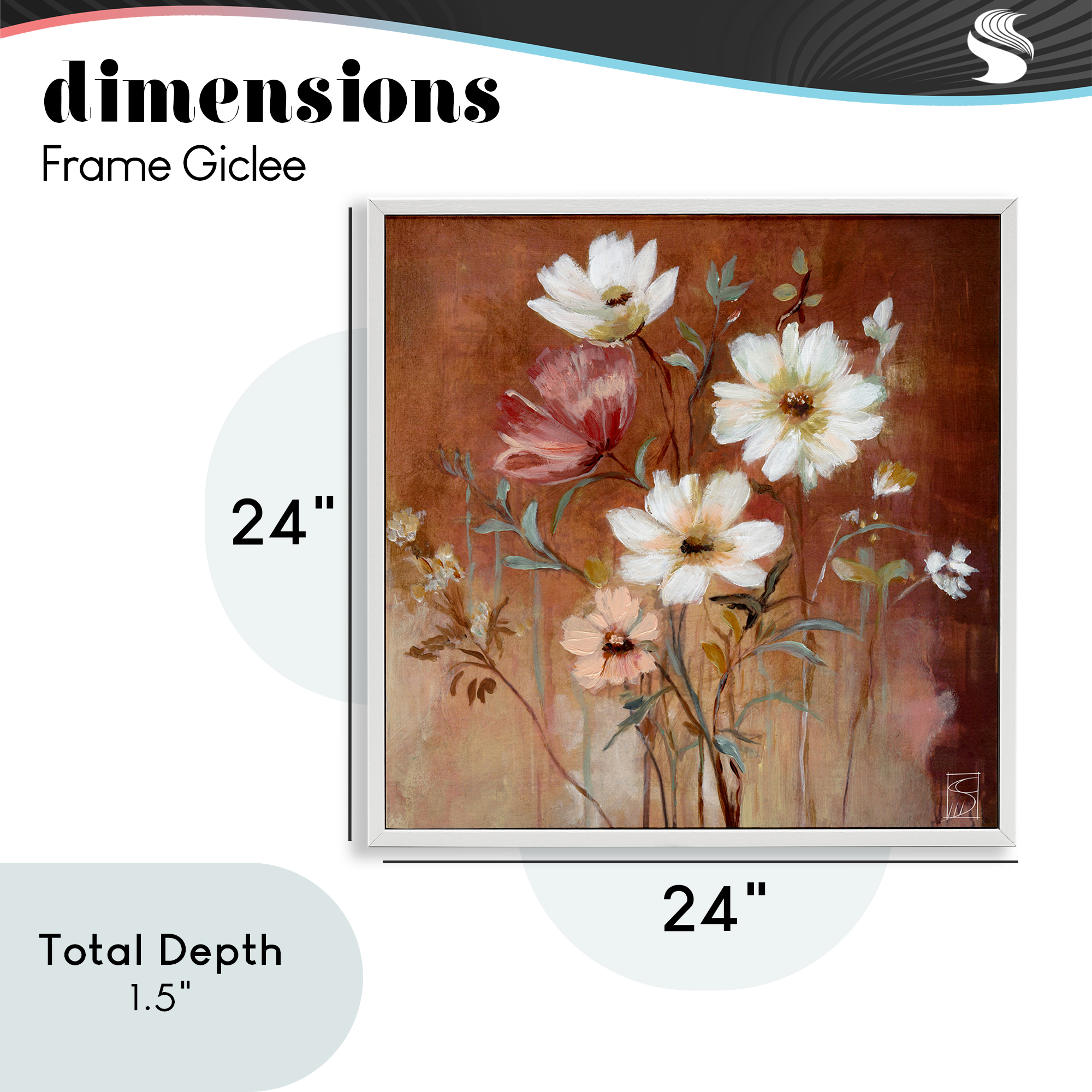 Mocha Flowers Collection White Framed Giclee Art, design by Sara Culpepper