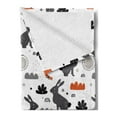 thumbnail image 2 of Cartoon Soft Flannel Fleece Blanket, Funny Bunny in the Forest Doodle Rabbit Butterflies Clouds Woods, Cozy Plush for Indoor and Outdoor Use, 50" x 70", Burnt Orange Grey and White, by Ambesonne, 2 of 5