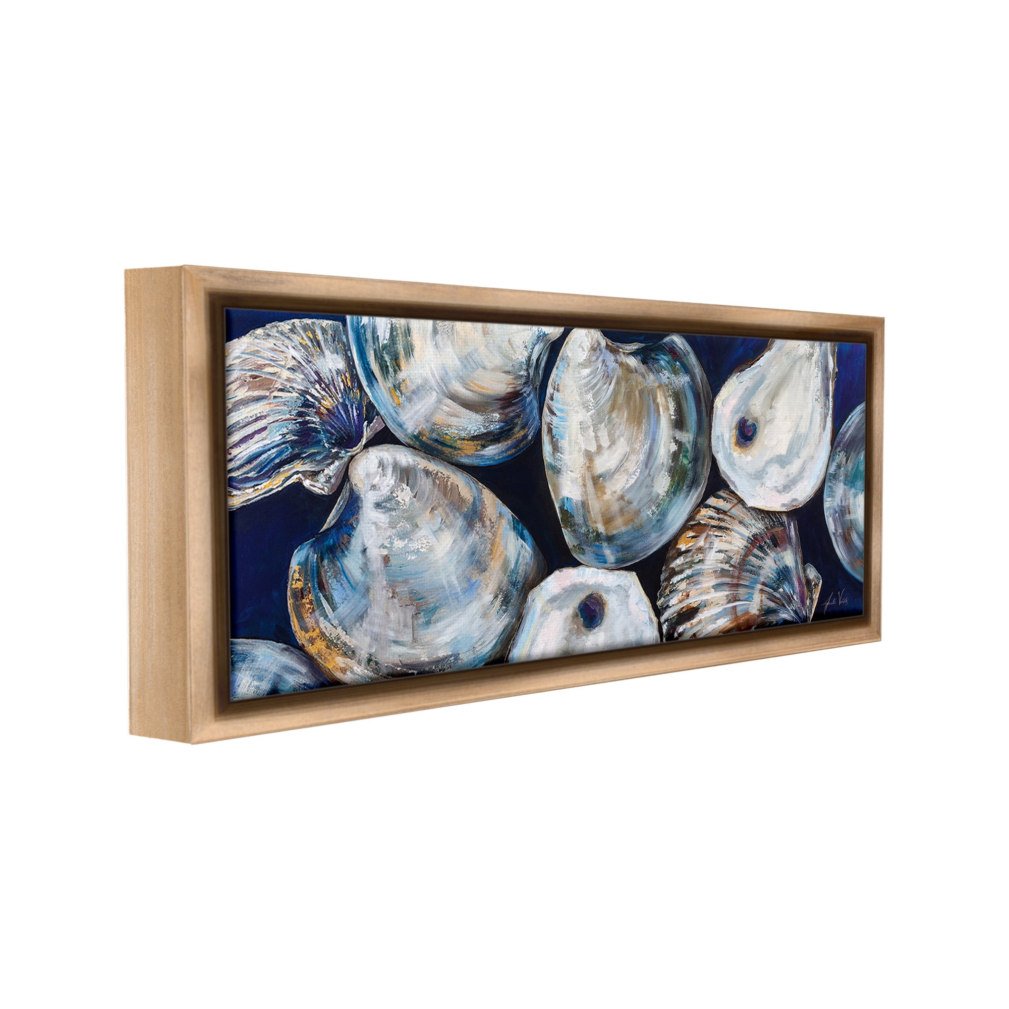 Stupell Industries Various Sea Clams Animals & Insects Painting Brown Floater Framed Canvas Art Print Wall Art, 25 x 11