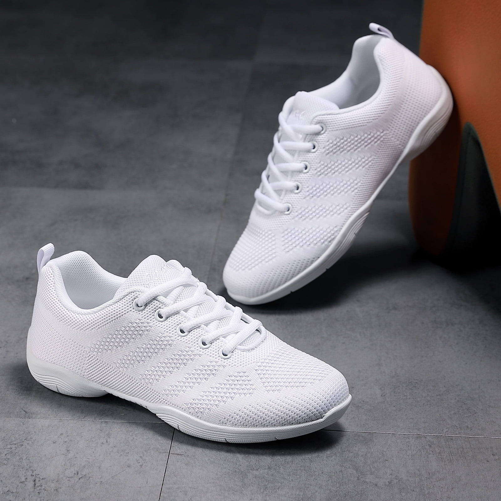 GlideMoves White Cheer Shoes Girls Dance Sneakers Women Training Competition Tumbling Athletic Mesh style breathable 2323 Little Kid Size 13.5