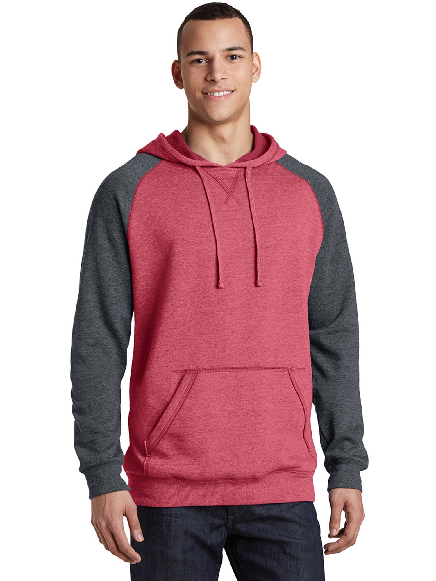 District District Young Mens Lightweight Fleece Raglan Hoodie. DT196