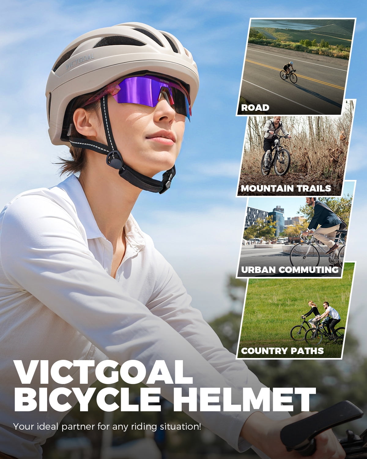VICTGOAL Road Bike Helmet Adults Men Women Lightweight Adjustable Fit Breathable Bicycle Helmets for MTB Cycling Ebike Scooter