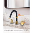 thumbnail image 3 of WOWOW Widespread Bathroom Faucets for Sink 3 Hole Black & Gold, 8 inch Bathroom Faucet with Pop Up Drain Assembly and Water Supply Lines 2 Handle 360° Swivel Spout Basin Faucets for Vanity Lavatory, 3 of 6