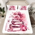 thumbnail image 2 of Castle Fairy Watercolor Pink Fashion Full Size Sheets,Chic Floral Flower Rose Bed Sheets, 2 of 7