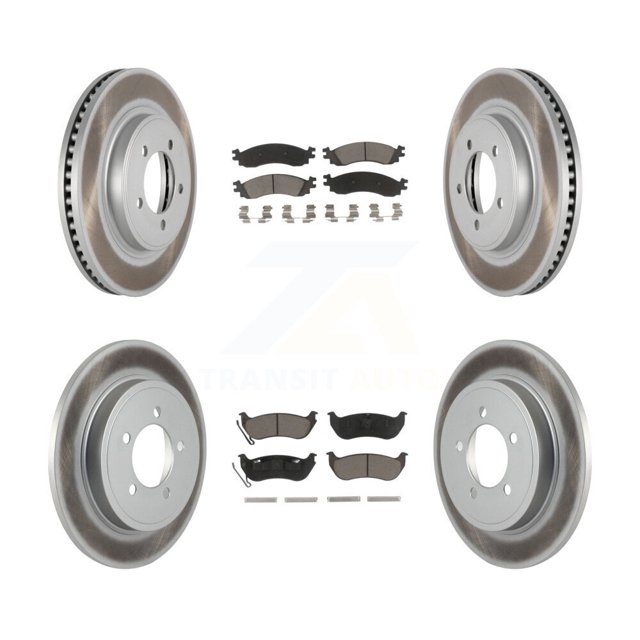 Transit Auto Front Rear Coated Disc Brake Rotors and Ceramic Pads Kit for Car Ford Explorer Sport Trac Mercury Mountaineer KGC-100933