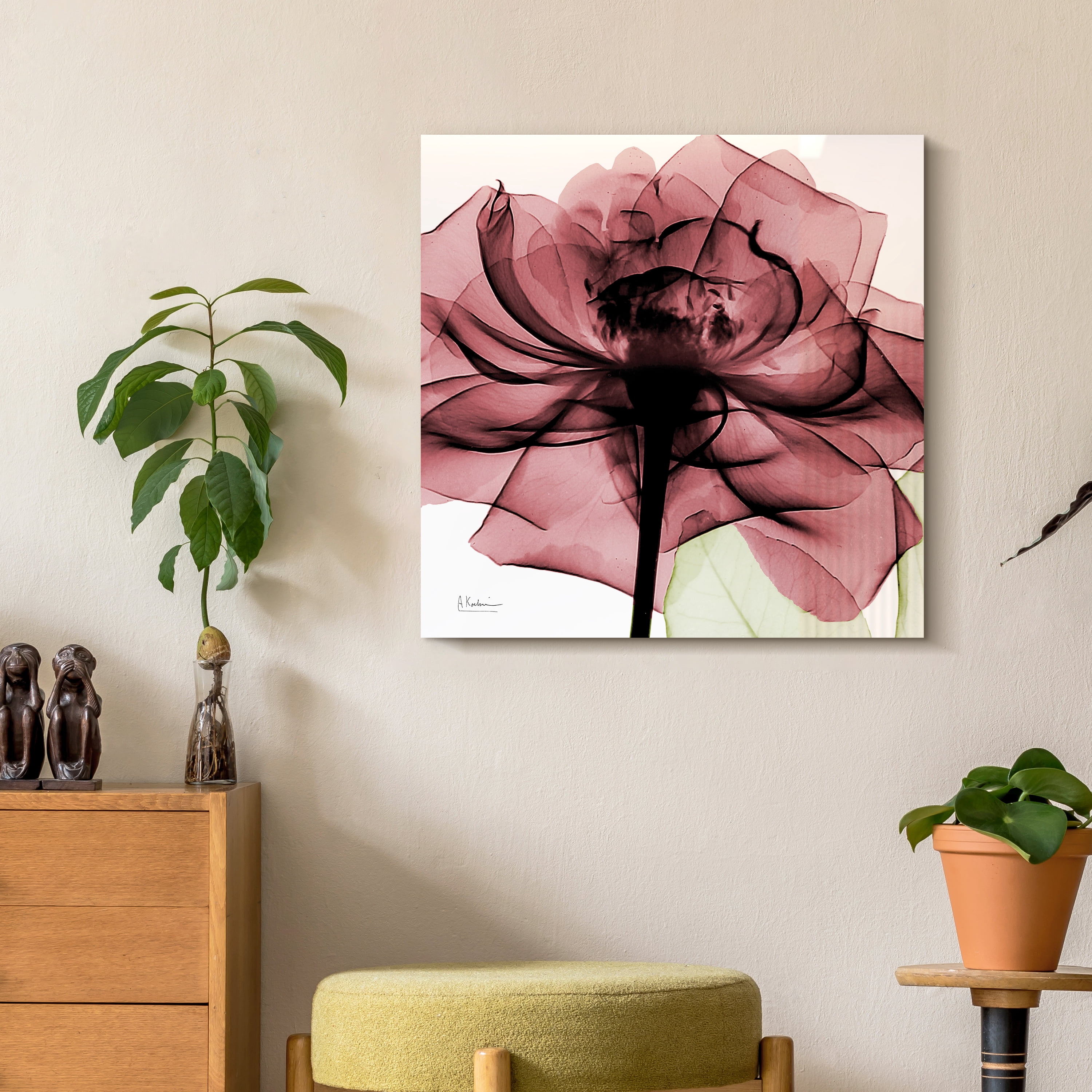 Empire Art Direct Chianti Rose II Frameless Free Floating Tempered Glass Panel Graphic Wall Art, 24" x 24" x 0.2", Ready to Hang