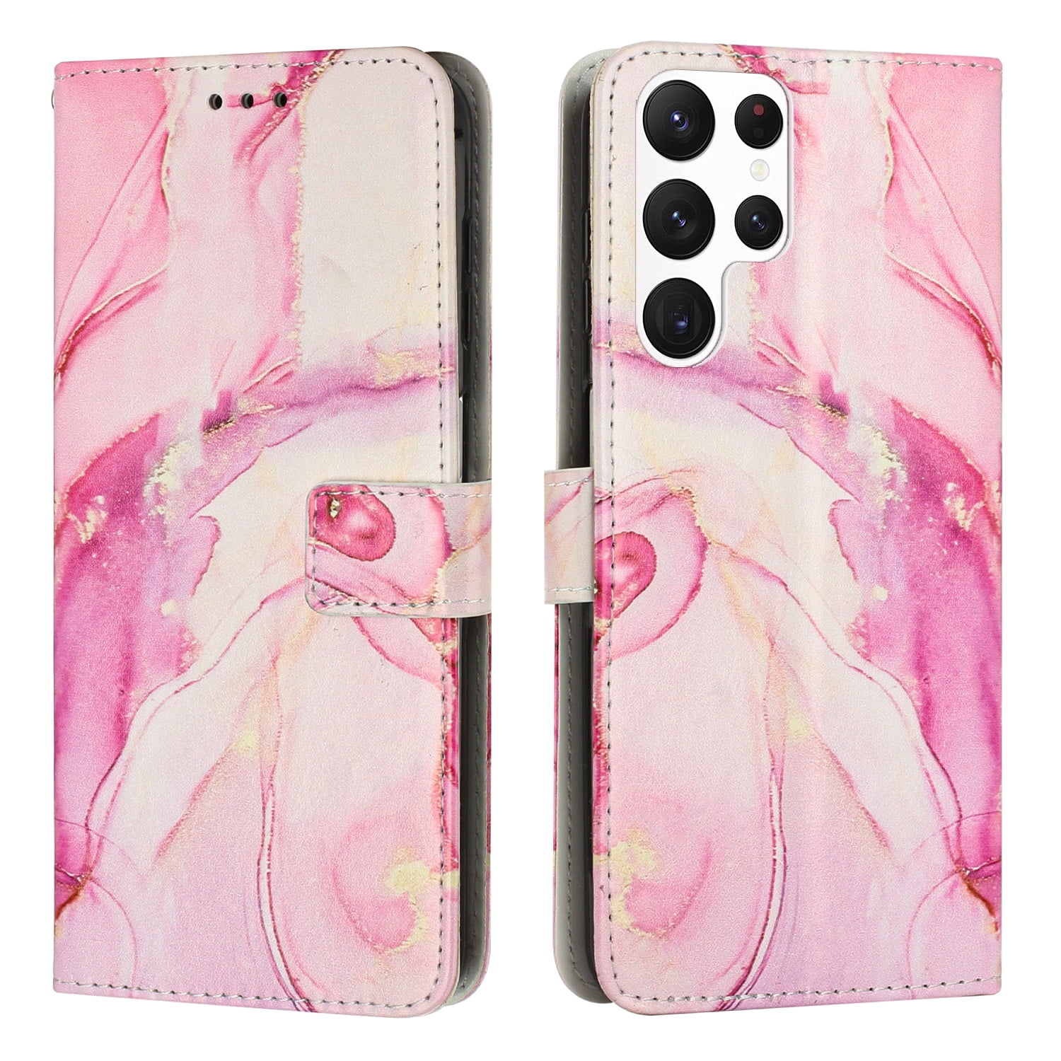 Arrangement Trekker troon SaniMore Magnetic Closure Wallet Case for Samsung Galaxy S23 Ultra with  Card Holder, Painted Marble Pattern PU Leather Cover Support Kickstand &  Wrist Strap Shockproof Protective Shell, Rosegold - Walmart.com