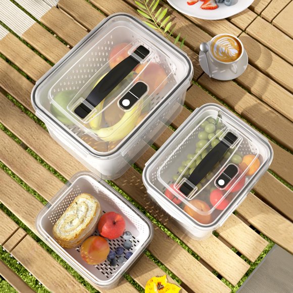 Contenedores de almacenamiento de frutas Ronanemon Fridge 3.15L+1.7L+0.8L