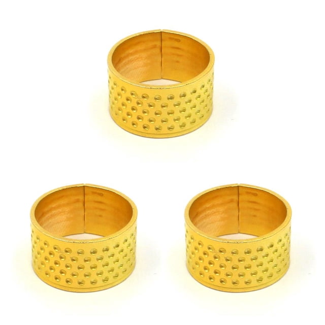 jesticaly Knitting Rings Finger for Protection Thimble Adjustable Specially-designed Handheld Carryable Safeguarding Crochet Tools Thicken Gold Ring 3Set