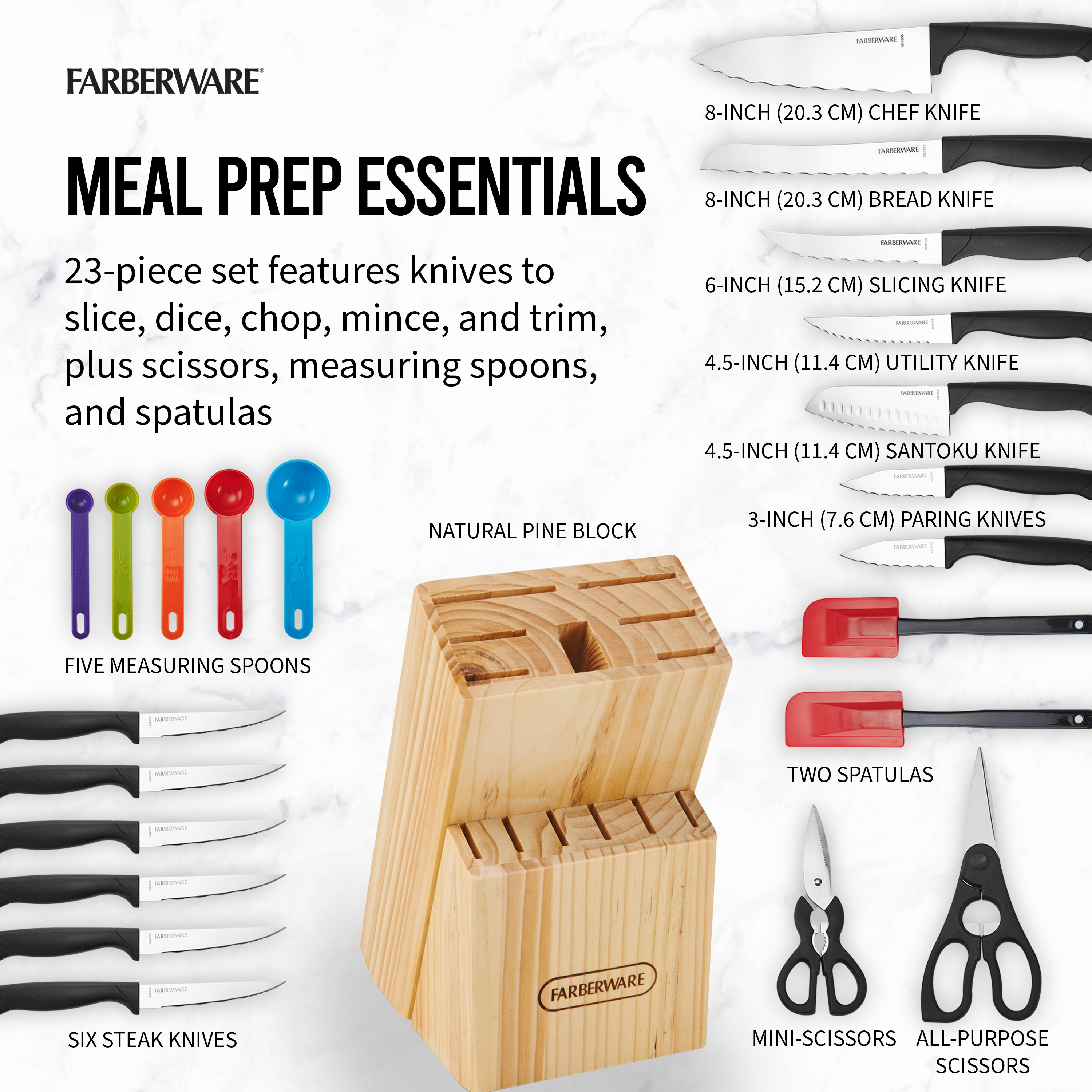 Farberware Classic 23 Piece Never Needs Sharpening Dishwasher Safe Stainless Steel Cutlery and Utensil Set in Black - image 5 of 23