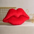 thumbnail image 6 of 3D Lips Soft Velvet valentine's day Decor Throw Pillows for Couch Bed Living Room, Insert Included, New Red, 20 X 11 inches, 6 of 7