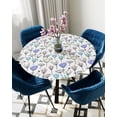 thumbnail image 5 of Round Tablecloth with Elastic Tuil Dandelion Flowers Plants Waterproof Stain-proof Table Cover Wipeable Fitted Table Cloths for 55"-60" Round Tables Dining Kitchen, 5 of 6