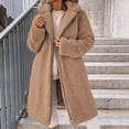 thumbnail image 3 of ITSAME Womens Fuzzy Fleece Long Coat Sherpa Lapel Collar Zip Up Winter Warm Comfy Outerwear Brown Size XL, 3 of 7