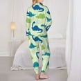 thumbnail image 5 of Disketp Pajamas Set Long Sleeve Sleepwear Womens Button Down Nightwear Pj Sets-Cute Dinosaur Blue Green, 5 of 9