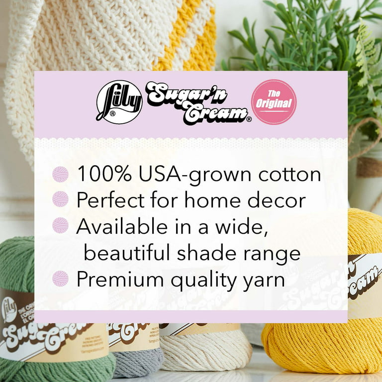  Lily Sugar 'N Cream The Original Solid Yarn, 2.5oz, Medium 4  Gauge, 100% Cotton - Overcast - Machine Wash & Dry