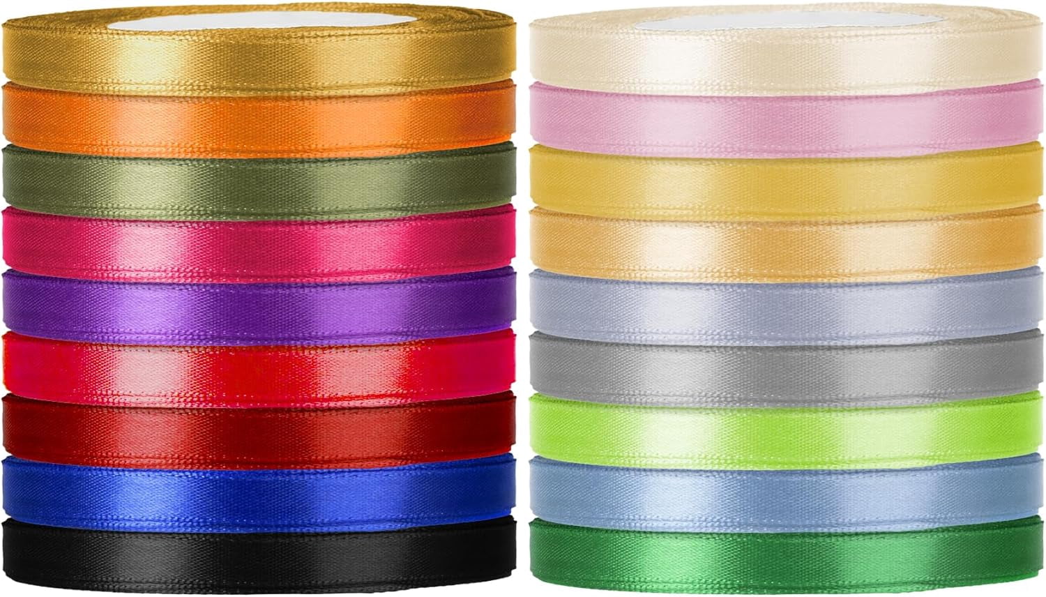 18 Colors Satin Ribbon Polyester, 1/4 inch Solid Fabric Ribbon Roll for Gift Wrapping, DIY Crafts, Wedding Christmas Birthday Party Decorations
