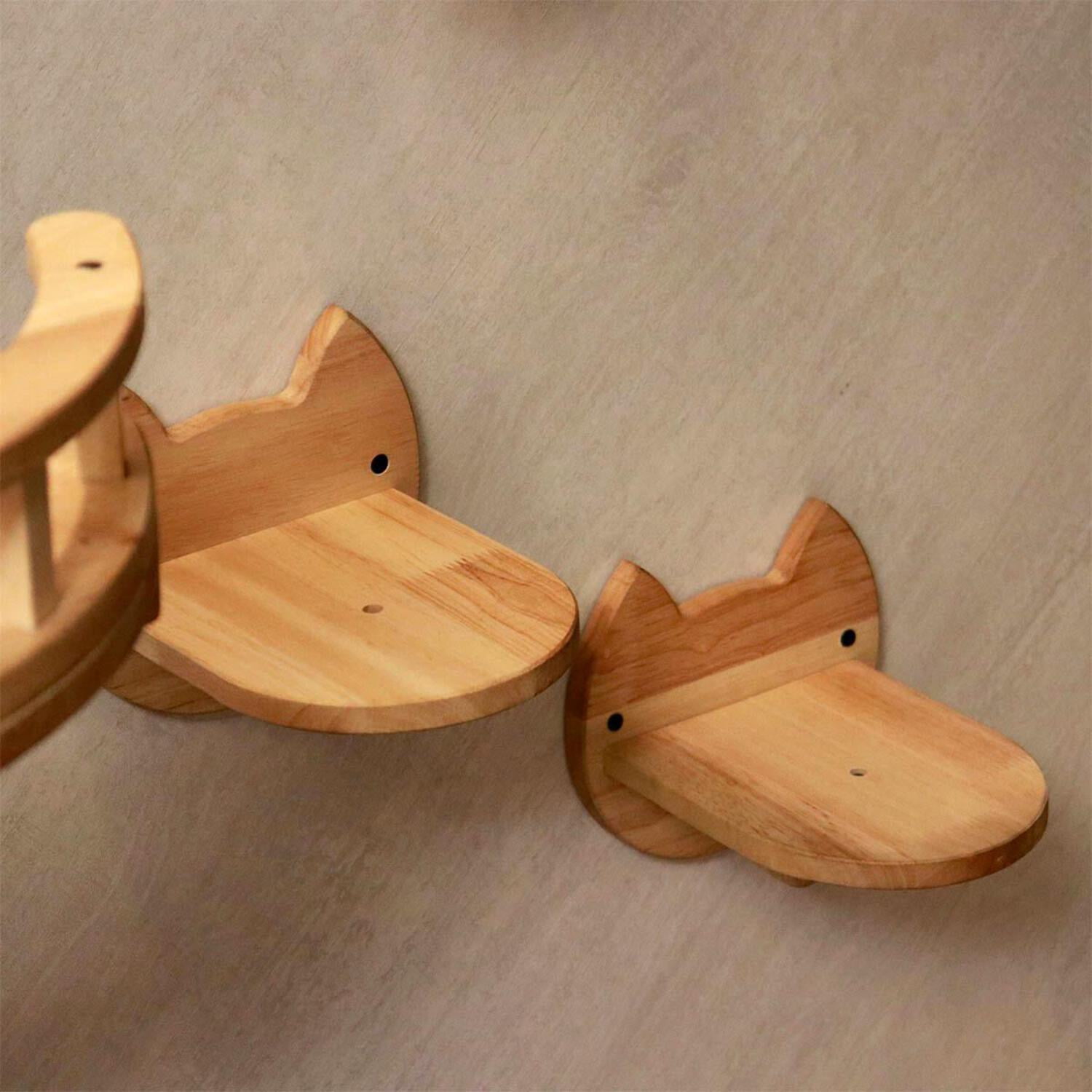 PETOMG Cat Wall Steps, Cat Shelf, Cat Ladder, Cat Walks(2PCS)| Rubberwood
