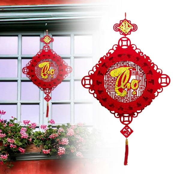 Riforla New Year Decoration Set Spring Festival Chinese Knot Decoration Fortune New Year Family Restaurant Family Car Tree Spring Festival Decoration Hangs B