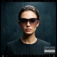 thumbnail image 4 of SA106 Womens Oversize Shield Curved Wrap Around Fashion Sunglasses / Gold Frame - Black Brown Lens, 4 of 7