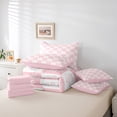 thumbnail image 5 of Feelyou Kids Kawaii Gingerbread Mans Bedding Comforter Set 7 Pieces, White Pink Plaid Checkered Full Bedding Set, Merry Christmas Reversible Fitted Sheet Flat Sheet, Microfiber Bedroom Decor, 5 of 7