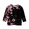 thumbnail image 3 of Xyxonk Cute Tops for Girls 3/4 Sleeve Lightweight T Shirts Crew Neck Fall Tops Cute Floral Print Blouses Casual Outfits 5-7 Years, 3 of 4