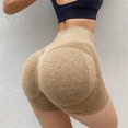 thumbnail image 4 of Pantalones cortos de yoga de cintura alta Fitness Leggings de gimnasio para mujeres con levantamiento de glúteos (Caqui L/XL) Likrtyny  Para estrenar, 4 of 5