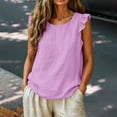 thumbnail image 5 of Admvng Womens Tank Tops Plus Size Casual Solid Ruffle Cap Sleeve Round Neck Shirts, 5 of 6