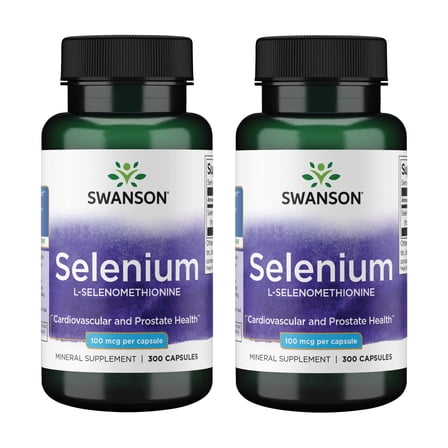 Swanson Selenium (L-Selenomethionine) - Herbal Supplement Promoting Heart Health & Prostate Health - May Support Immune System & Thyroid Health - (300 Capsules, 100mcg Each) 2 Pack