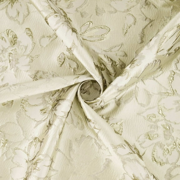 Zelouf Misa Metallic Floral Jacquard , Sewing, DIY, Crafts Fabric by the Yard, Ivory, 3 Yard
