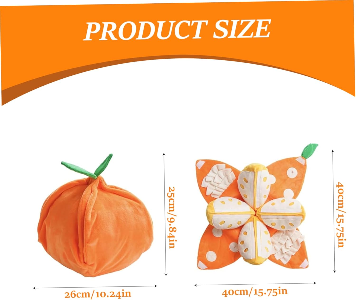 Tangerine Interactive Dog Toy Squeaky Plush Hide and Seek Pet Toy with Crinkle Paper
