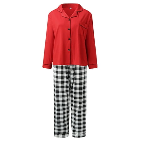 

GWAABD Matching Pjs for Mom and Daughter Winter Pajamas Set Family Pajamas Pants Family Mommy Blouse Women Loungewear Sleepwear And Matching Lapel Shirts With Button