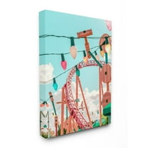 Stupell Industries Abstract Amusement Park Toy Ride Pink Blue Collage Canvas Wall Art Design by Ziwei Li, 30" x 40"