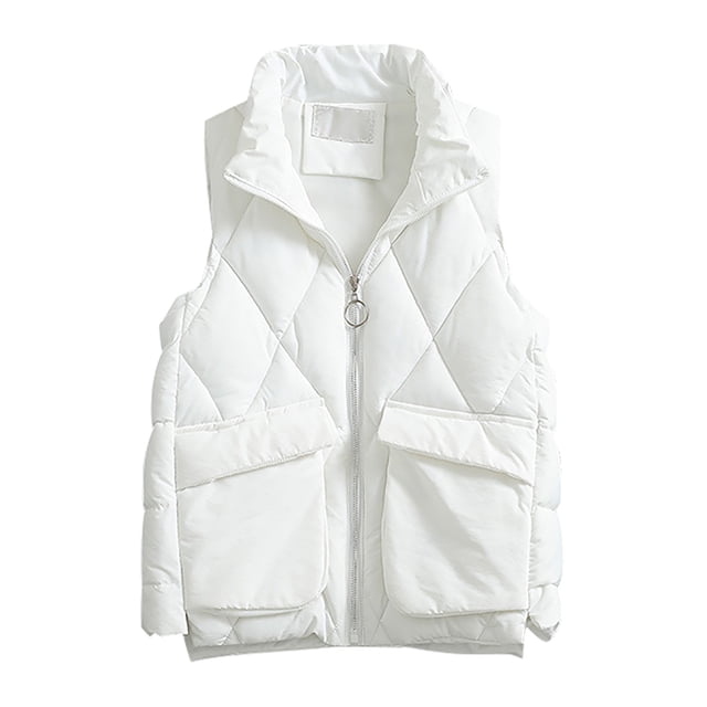LSLJS Women's Solid Color Outerwear with Camisole Vests, Fashionable and Versatile Down Cotton Vests, Women's Utumn and Winter Short Style, Women's Outerwear Vests