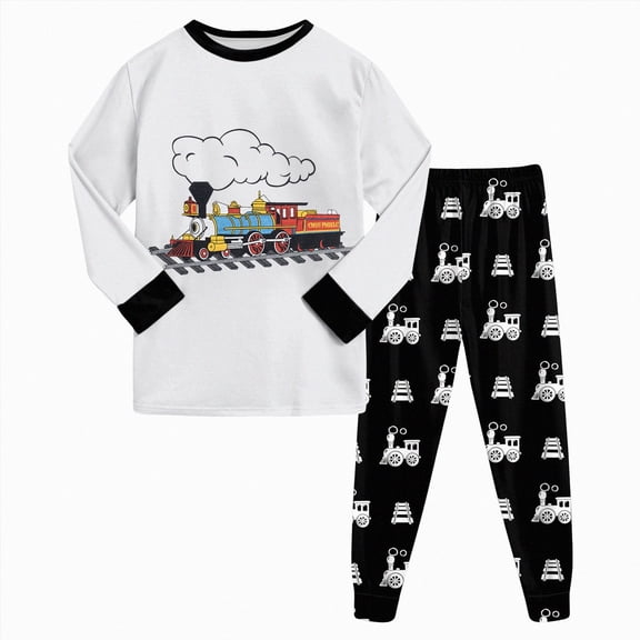 CAICJ98 Toddler Boys Pajamas Train Sleepwear Little Kids Long Sleeve Soft Cotton 2 Piece Pjs Set (4-5 T,Red)