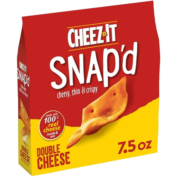 Cheez-It Snapd Cheese Cracker Chips, Thin Crisps, Lunch Snacks, Double Cheese, 7.5Oz Bag (1 Bag) Packaging May Vary - Pack of 2