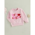 thumbnail image 3 of Infant Toddler Baby Girl Valentine's Day Outfit Heart Printed Long Sleeve Sweatshirt Crewneck Pullover Shirt Top (Pink, 1-2 Years), 3 of 8