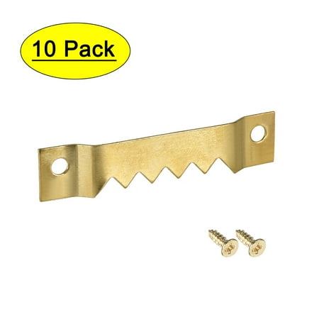 

Sawtooth Picture Hangers 2 1/5 Inch Double Hole w Screws for Frame Hanging 10 Pcs (Golden)