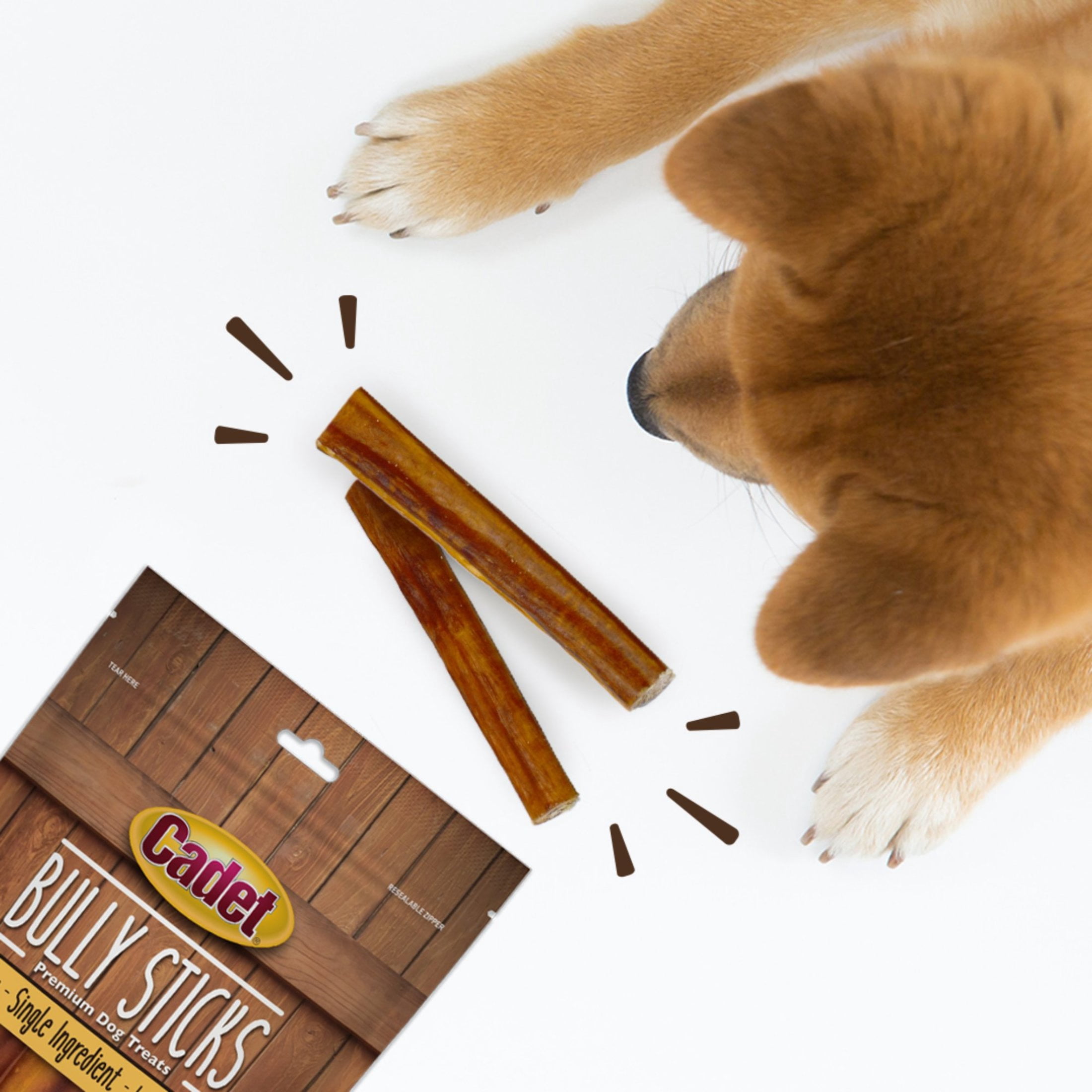 Cadet Bully Stick Dog Treats for Small Dogs, All Natural Beef Pizzle Dog Chews, 6.5 Ounce