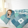 thumbnail image 4 of jejeloiu Modern Geometric Plaid Bedding Comforter Set,Retro Rhombus Abstract Twin Comforter Sets,Cyan Polka Dots Bedding Set For Girls Boys,Super Cozy Room Decor Reversible,2pcs, 4 of 8