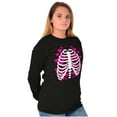 thumbnail image 3 of Halloween Skeleton Rib Cage Hearts Women's Long Sleeve T Shirt Brisco Brands S, 3 of 5