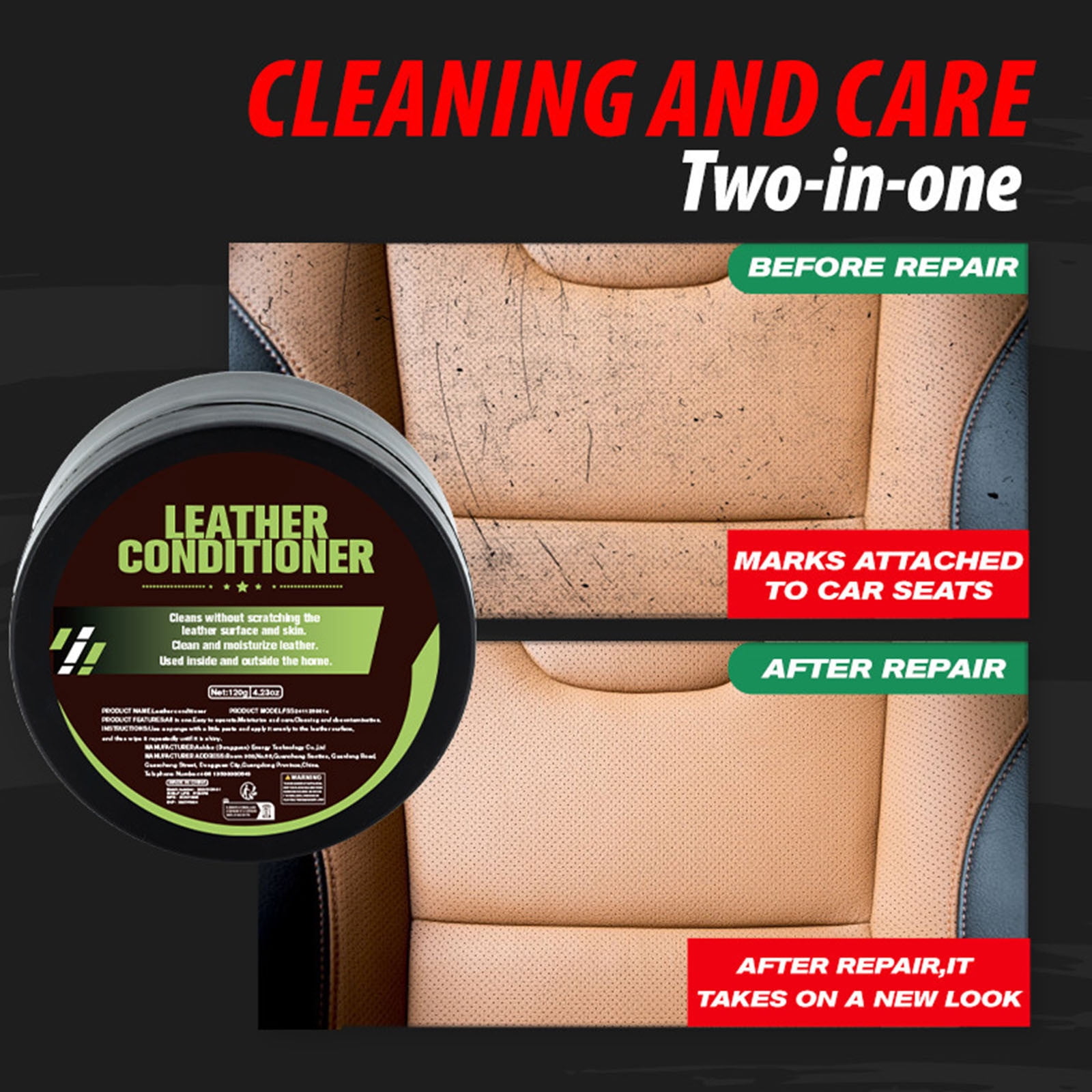 Ycandiee Leather Conditioner Leather Cleaner & Conditioner for Car Seats Sofa Shoes Restores Softness Prevents Cracking Non-Greasy Formula