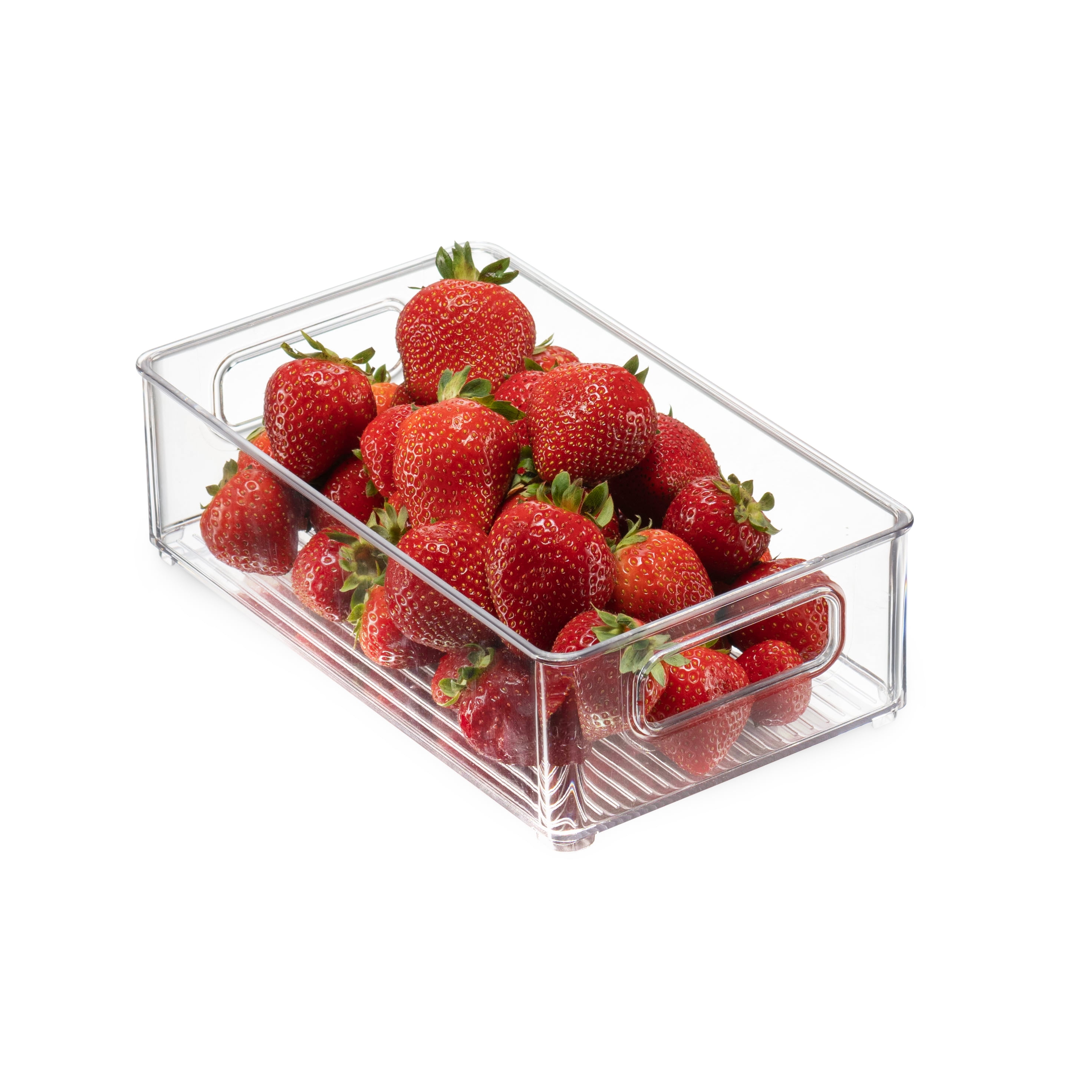 Lachesis Stackable Refrigerator Organizer Bins, Fridge Clear Bins with Handles Kitchen Organizer Fruit Container for Freezer, Pantry, Cabinets, Drawer