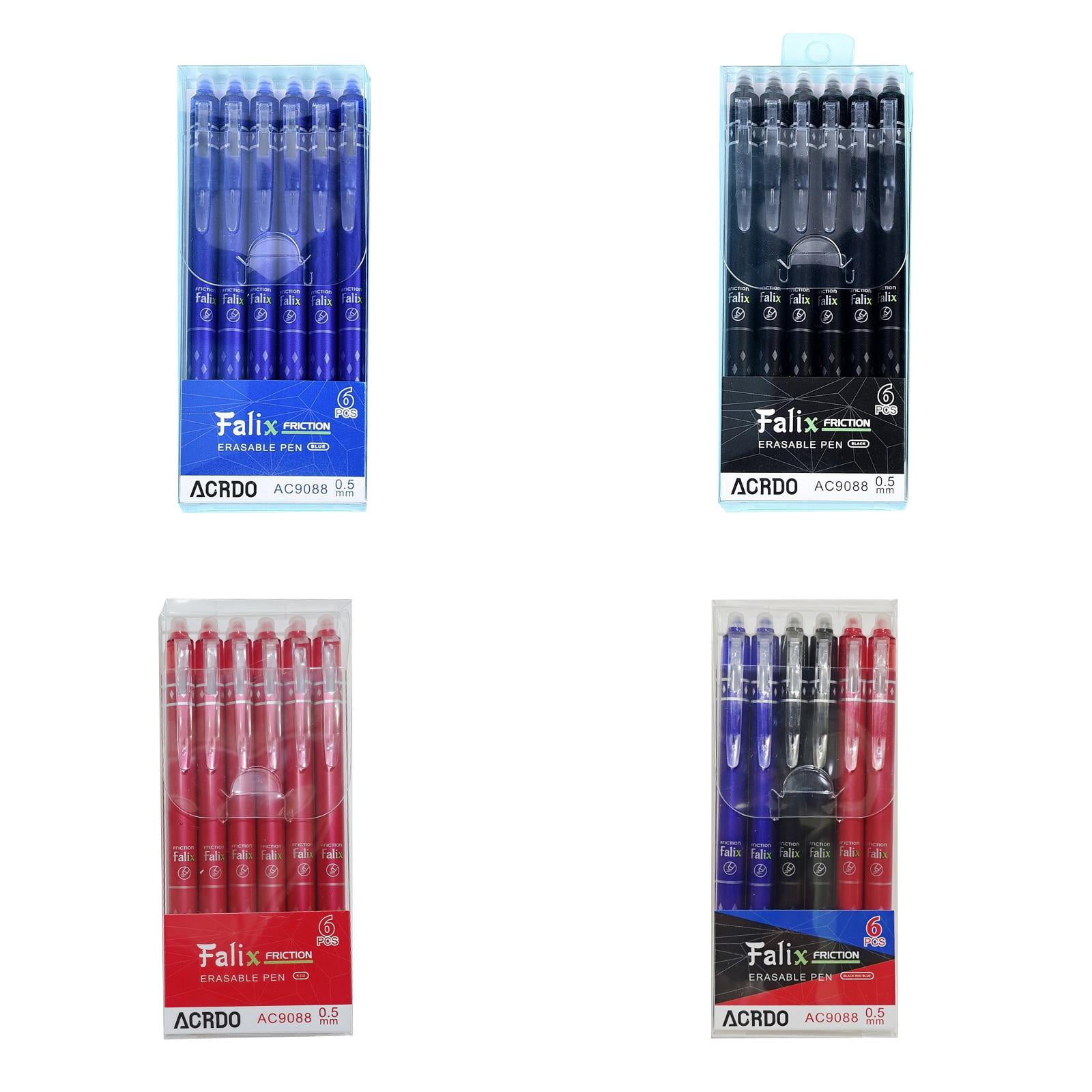 Retractable Erasable Gel Pens, 0.5Mm Blue Ink Smooth Writing Pen with Rubber Eraser, Clicker Pen for Daily Writing Marking Signing, office Office Stationery Supplies, 24 pcs Gel Pens