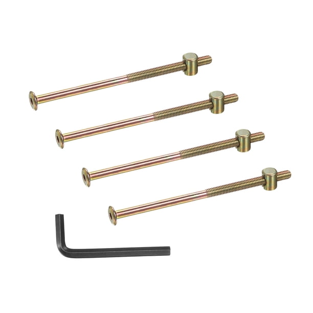 Uxcell 4 Set Pernos y Tuercas para Literas, Tornillos de Cabeza Hexagonal M6x120mm para Camas, Cabeceros, Sillas y Muebles