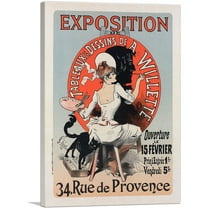 ARTCANVAS Exhibition of Paintings and Drawings Canvas Art Print by Jules Cheret - Size: 26" x 18" (0.75" Deep)